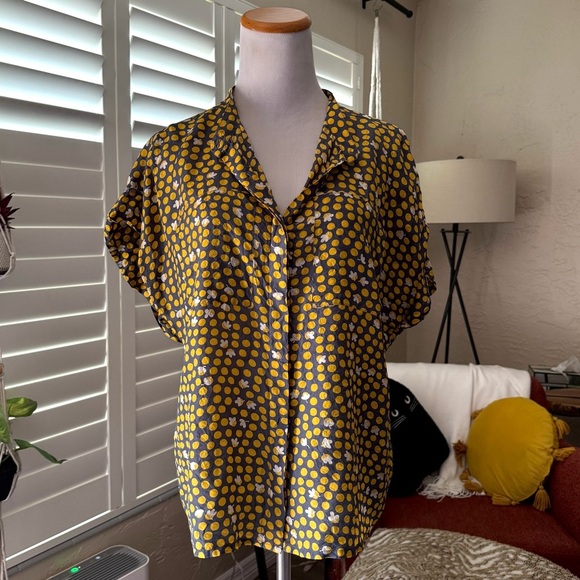 CAbi Tops - Cabi Yellow Polka Dot Blouse